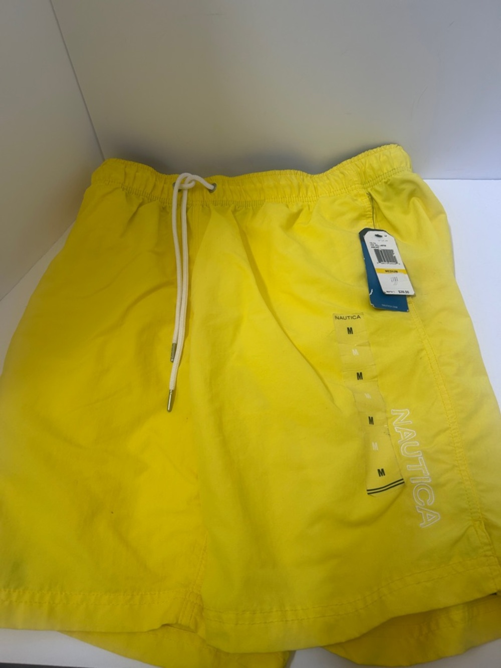Nautica Men’s Bright Yellow Swim Trunks with Drawstring